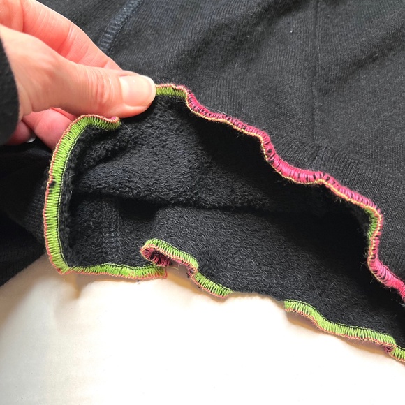 Studded Hot Shorts Size XS Black Pink Sweatpants Booty Pants Whimsygoth Upcycled - Picture 5 of 9